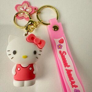 New Hello Kitty Keychain with Pink Strap